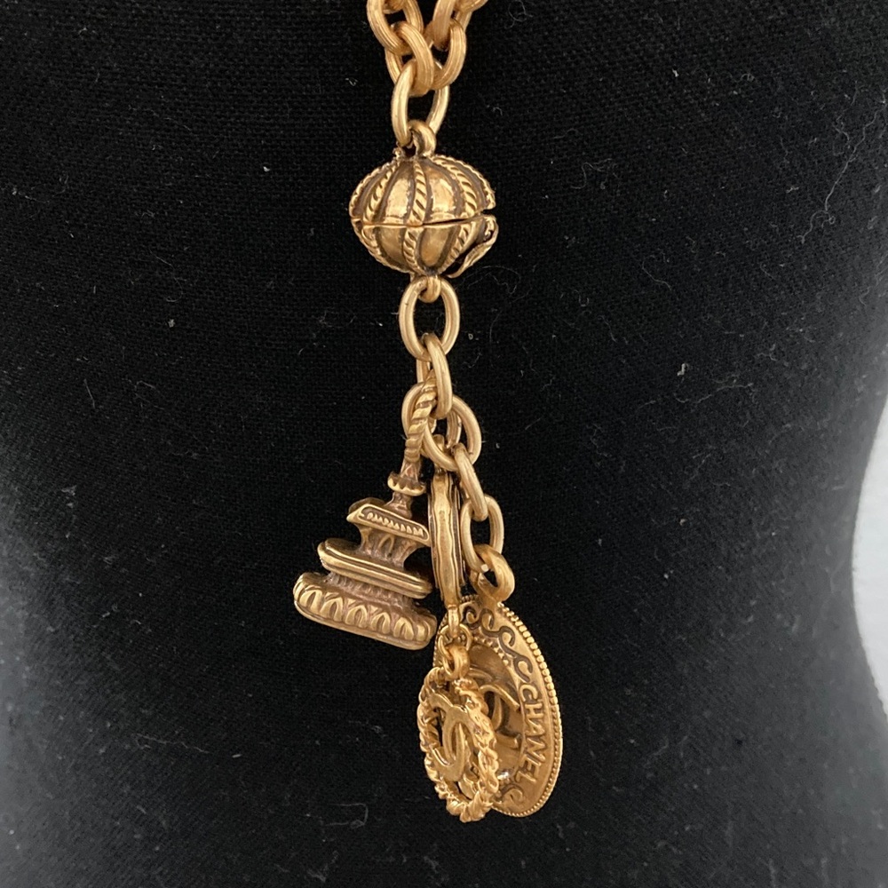 CHANEL Gold-Tone Long Chain Necklace with Pendant Charms - Picture 2 of 6